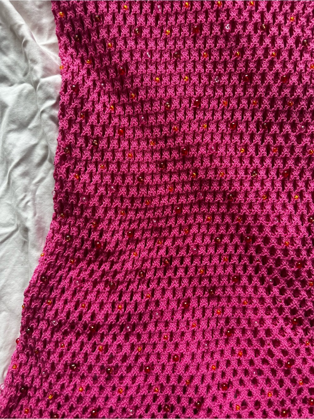 The Wolf Gang Perla Maxi Dress Candy Pink Beaded Crochet Mermaid Maxi Dress XS - Picture 4 of 15